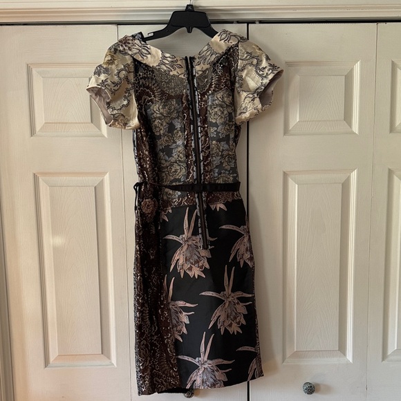 Byron Lars Black and Cream Floral Midi Dress - Picture 1 of 2